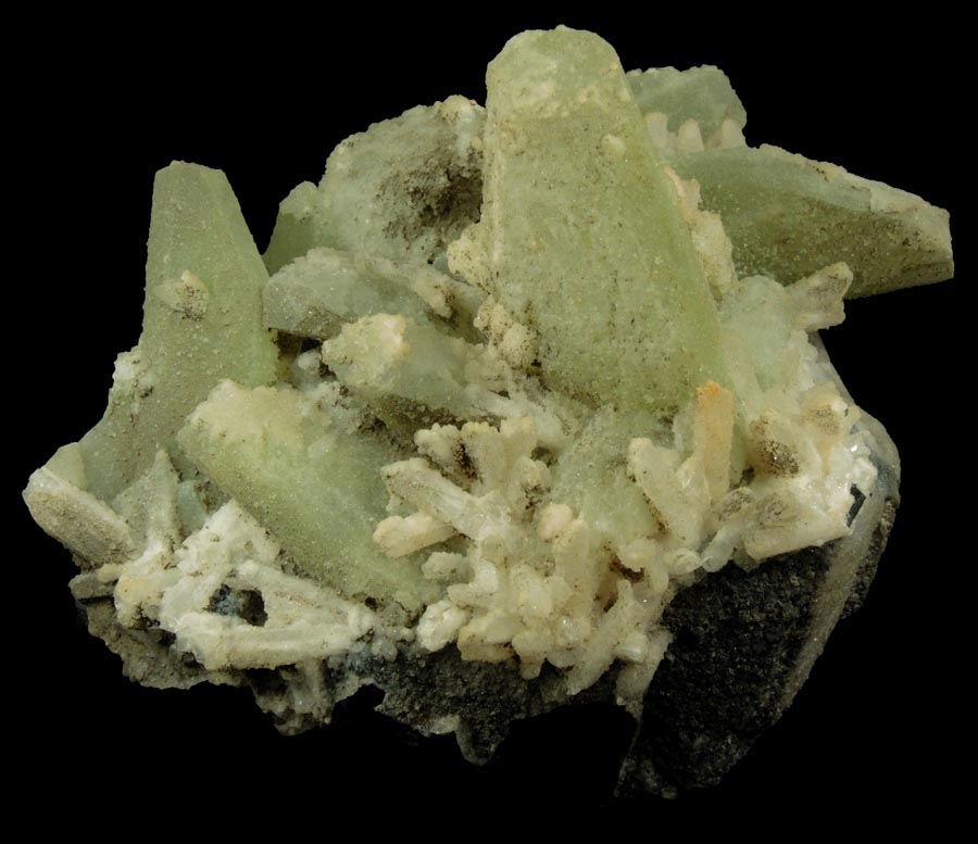 Datolite, Danburite, Quartz on Sphalerite from Charcas, San Luis Potos, Mexico