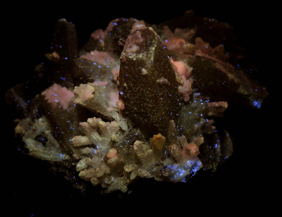 Datolite, Danburite, Quartz on Sphalerite from Charcas, San Luis Potos, Mexico