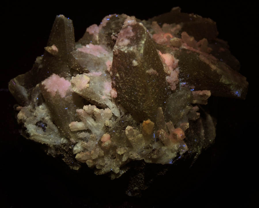 Datolite, Danburite, Quartz on Sphalerite from Charcas, San Luis Potosí, Mexico