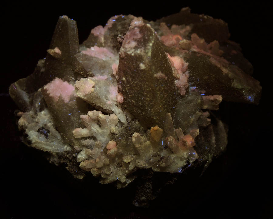 Datolite, Danburite, Quartz on Sphalerite from Charcas, San Luis Potos, Mexico