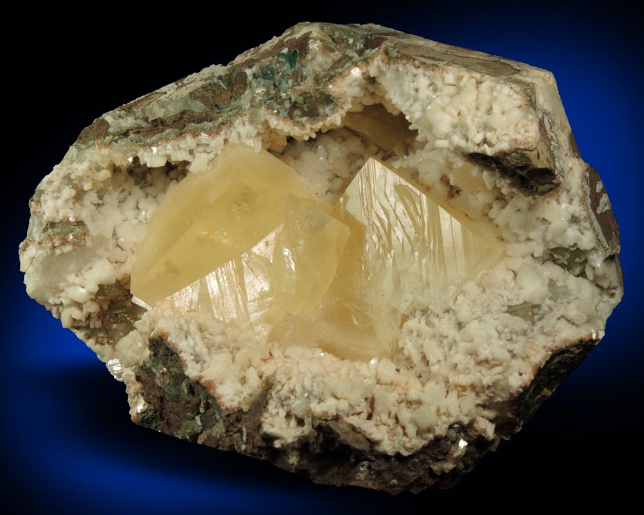 Calcite (twinned crystals) on Stilbite from Malad Quarry, Mumbai, Maharashtra, India