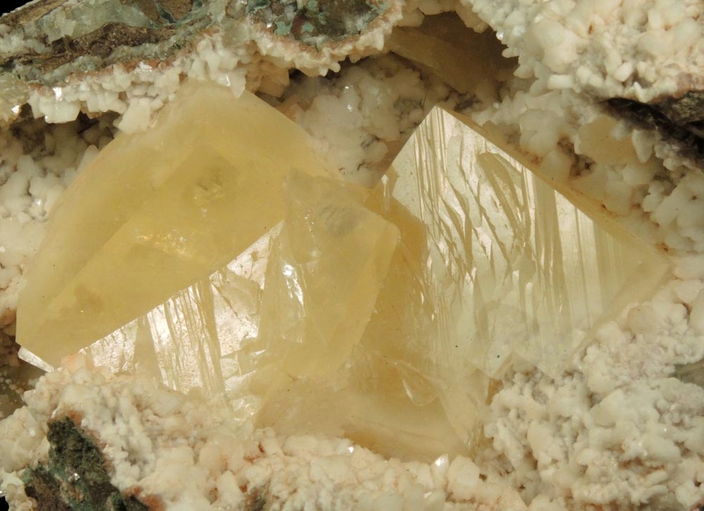 Calcite (twinned crystals) on Stilbite from Malad Quarry, Mumbai, Maharashtra, India