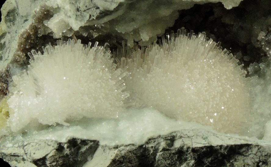 Natrolite on Prehnite from Malad Quarry, Mumbai, Maharashtra, India