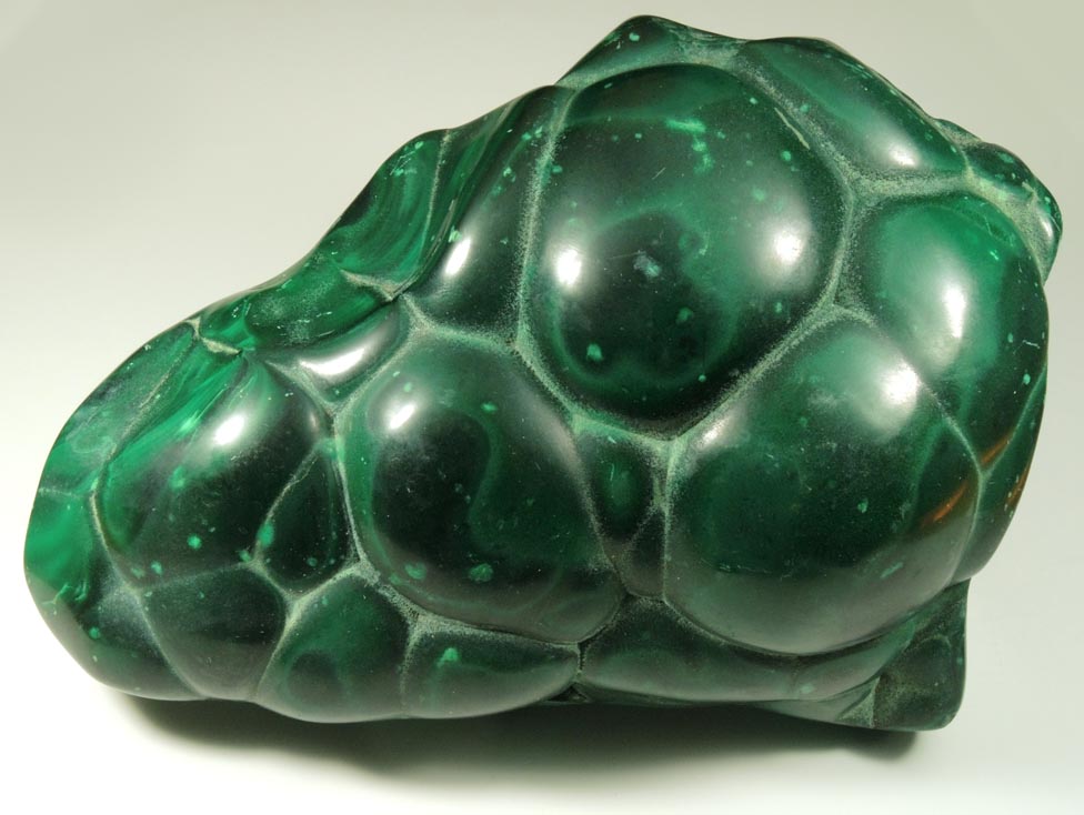 Malachite from Kolwezi Mining District, 240 km WNW of  Lubumbashi, Katanga Copperbelt, Lualaba Province, Democratic Republic of the Congo