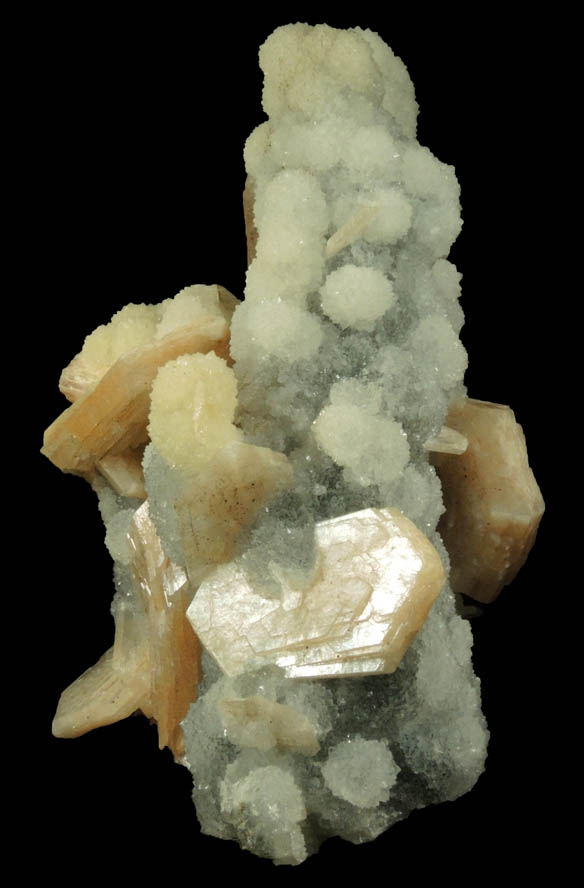 Stilbite on stalactitic Quartz from Mumbai District, Maharashtra, India