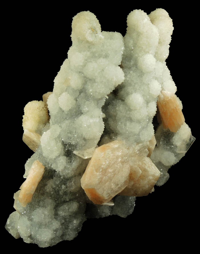 Stilbite on stalactitic Quartz from Mumbai District, Maharashtra, India