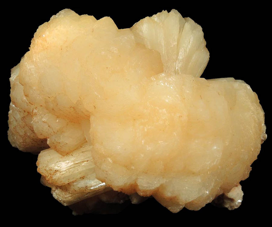 Stilbite (bow-tie-shaped formations) over Heulandite from Aurangabad, Maharashtra, India