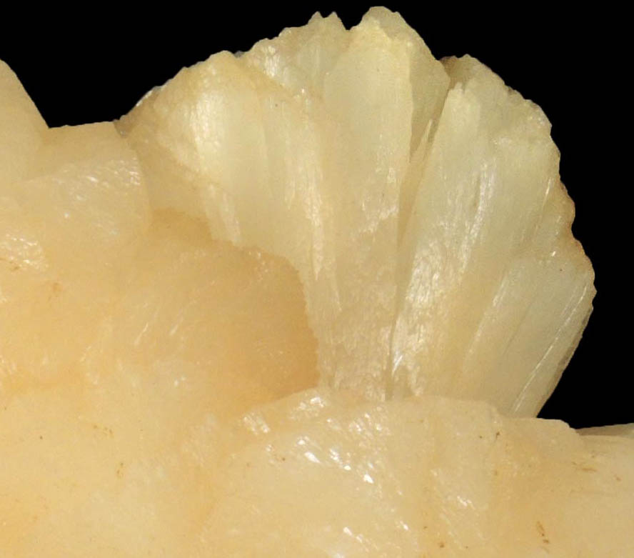 Stilbite (bow-tie-shaped formations) over Heulandite from Aurangabad, Maharashtra, India