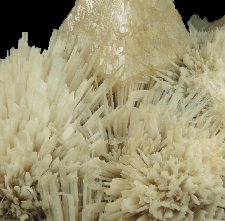 Powellite on Scolecite from Nashik District, Maharashtra, India