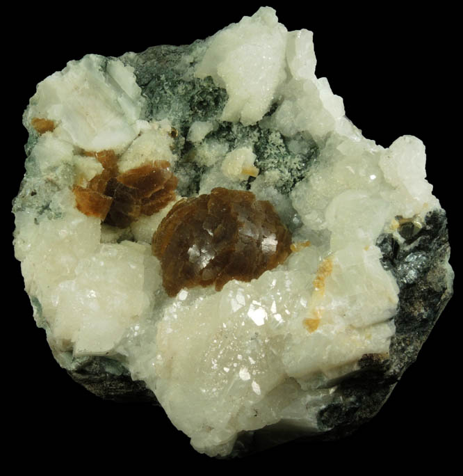 Stellerite, Calcite, and Pyrite from Rudnyi, Kustanai, Kazakhstan