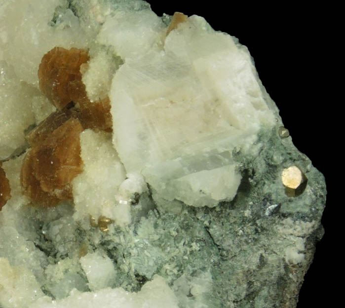 Stellerite, Calcite, and Pyrite from Rudnyi, Kustanai, Kazakhstan