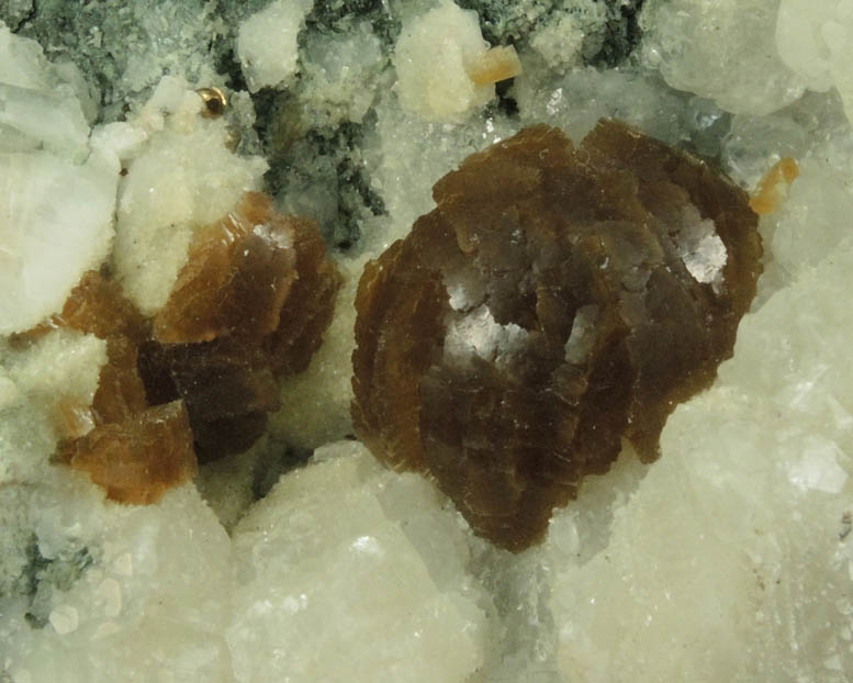 Stellerite, Calcite, and Pyrite from Rudnyi, Kustanai, Kazakhstan