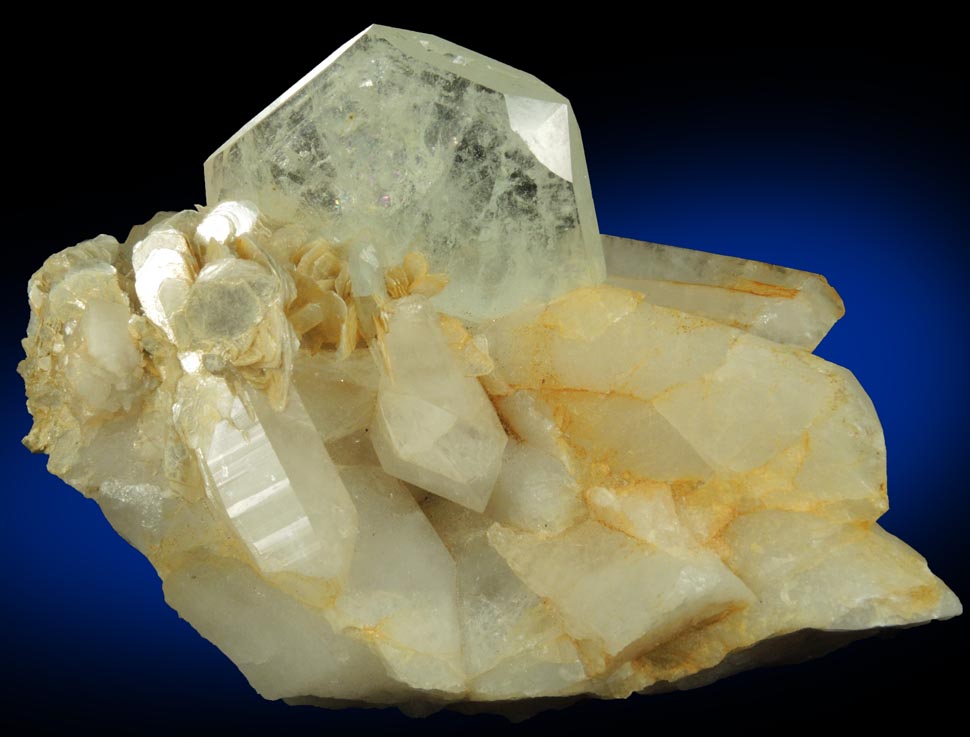 Beryl Var. Aquamarine on Quartz from Xuebaoding Mountain near Pingwu, Sichuan Province, China