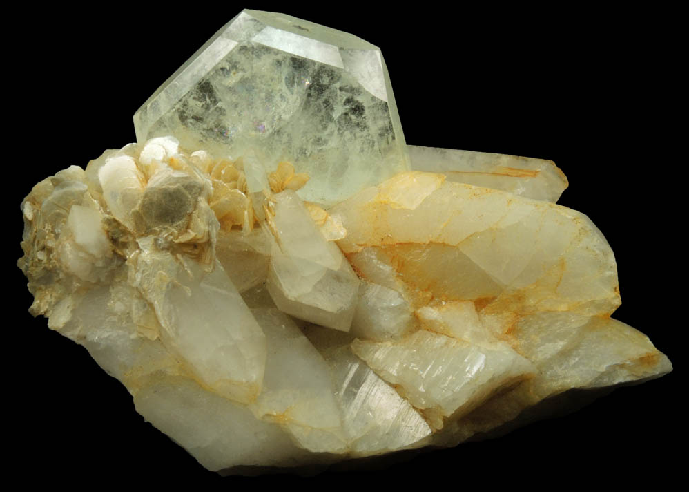 Beryl Var. Aquamarine on Quartz from Xuebaoding Mountain near Pingwu, Sichuan Province, China