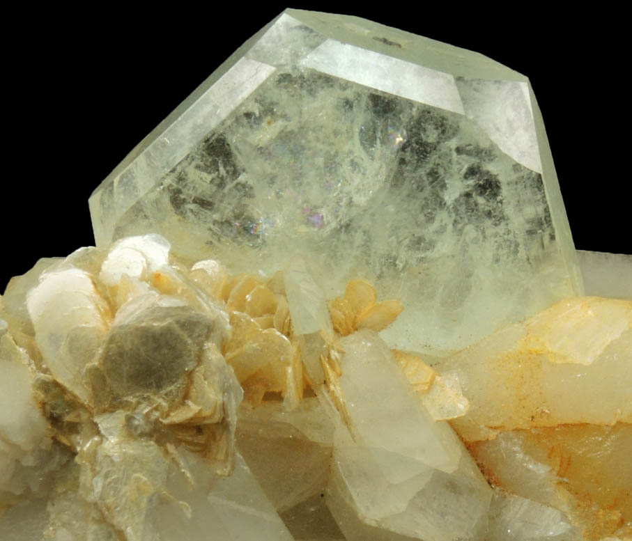 Beryl Var. Aquamarine on Quartz from Xuebaoding Mountain near Pingwu, Sichuan Province, China