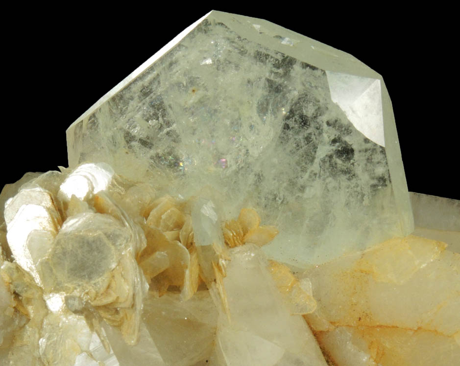 Beryl Var. Aquamarine on Quartz from Xuebaoding Mountain near Pingwu, Sichuan Province, China