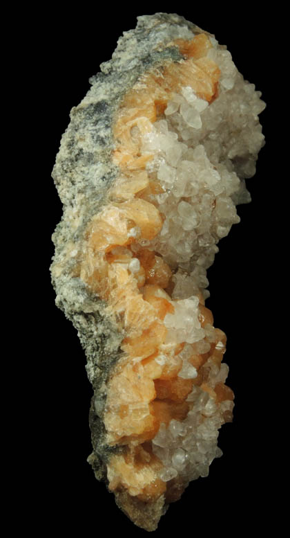 Stilbite and Calcite with micro Pyrite from Moore's Station Quarry, 44 km northeast of Philadelphia, Mercer County, New Jersey