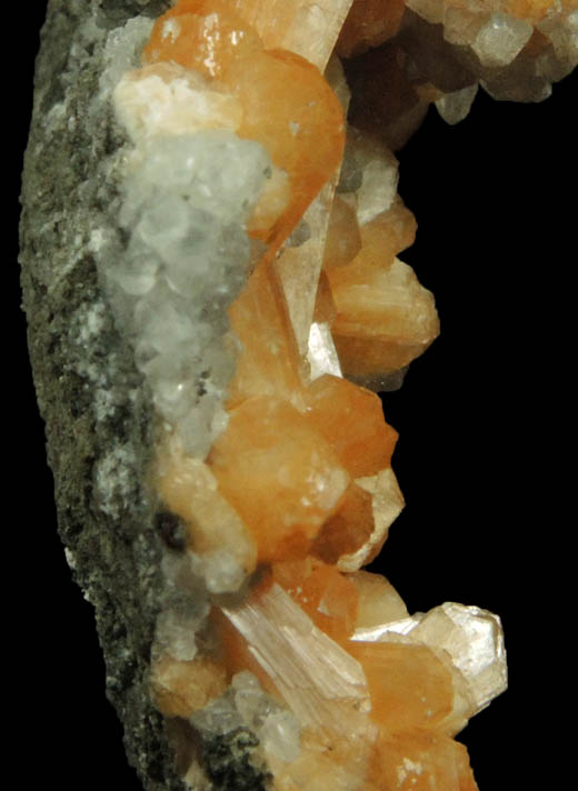 Stilbite and Calcite with micro Pyrite from Moore's Station Quarry, 44 km northeast of Philadelphia, Mercer County, New Jersey