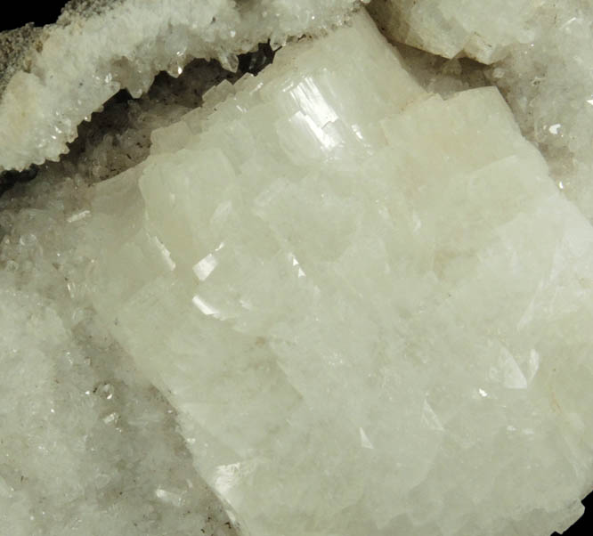 Heulandite on Quartz from Prospect Park Quarry, Prospect Park, Passaic County, New Jersey