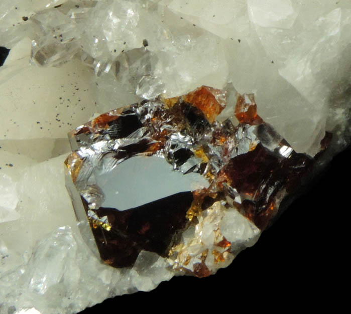 Sphalerite on Calcite from Root Glen, Clinton, Oneida County, New York