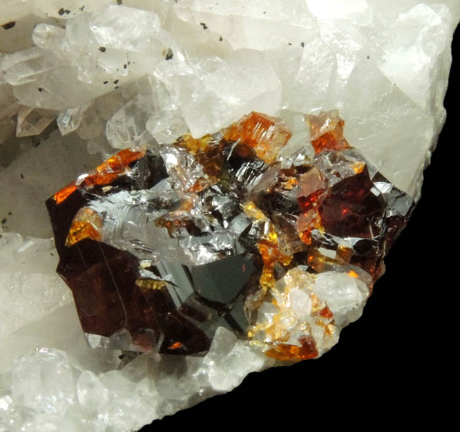 Sphalerite on Calcite from Root Glen, Clinton, Oneida County, New York