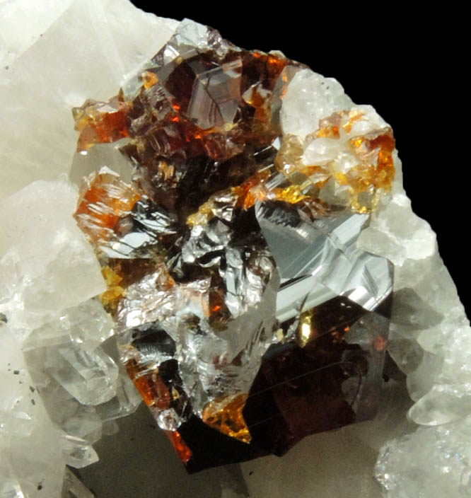 Sphalerite on Calcite from Root Glen, Clinton, Oneida County, New York