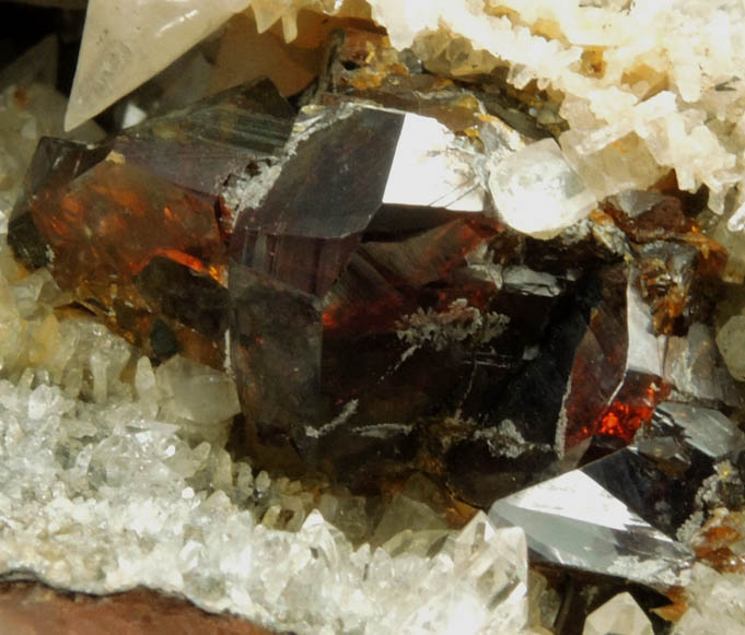 Sphalerite on Calcite from Root Glen, Clinton, Oneida County, New York