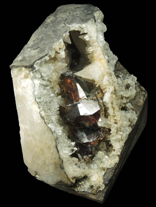 Sphalerite on Calcite from Root Glen, Clinton, Oneida County, New York