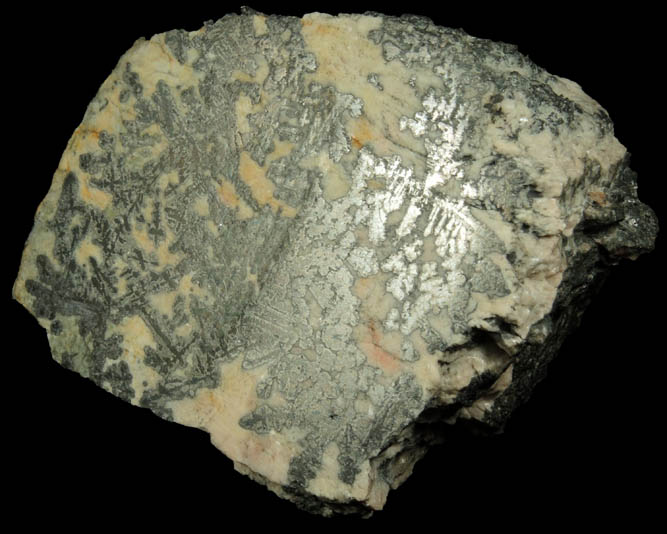 Silver (dendritic native silver) in Calcite from Cobalt District, Ontario, Canada