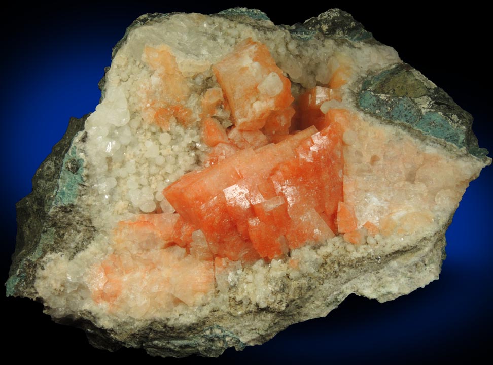 Chabazite on Calcite from Upper New Street Quarry, Paterson, Passaic County, New Jersey