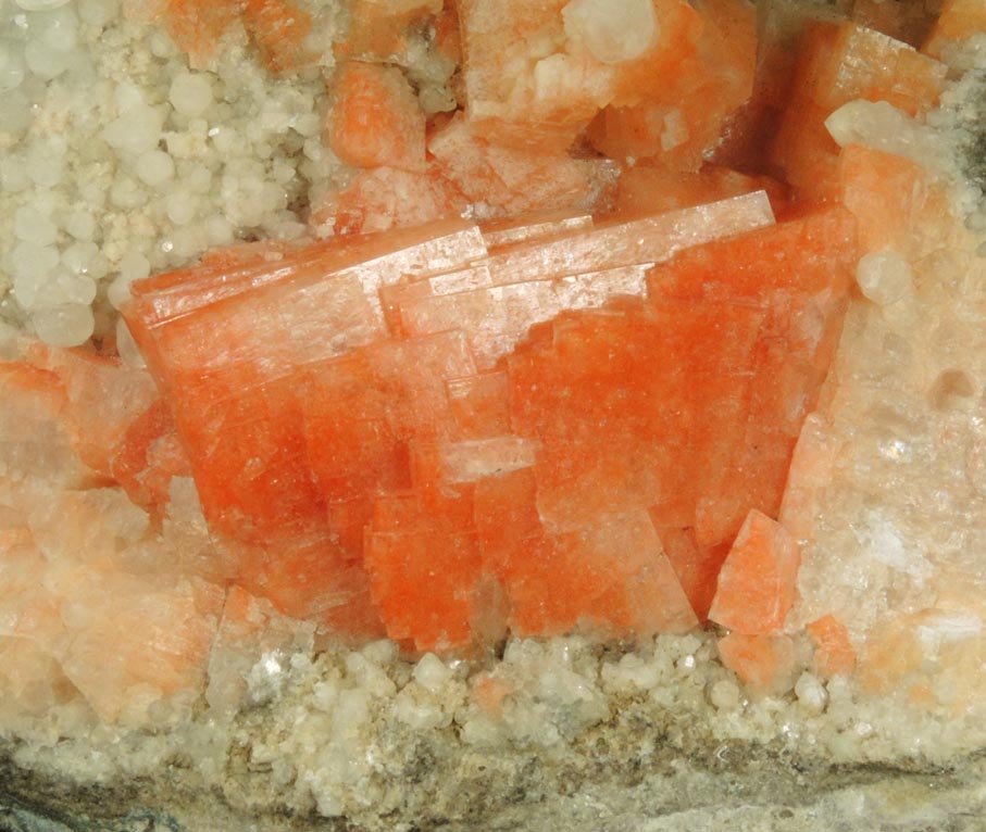 Chabazite on Calcite from Upper New Street Quarry, Paterson, Passaic County, New Jersey