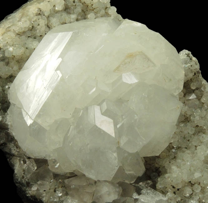 Apophyllite on Quartz and Datolite from Millington Quarry, Bernards Township, Somerset County, New Jersey