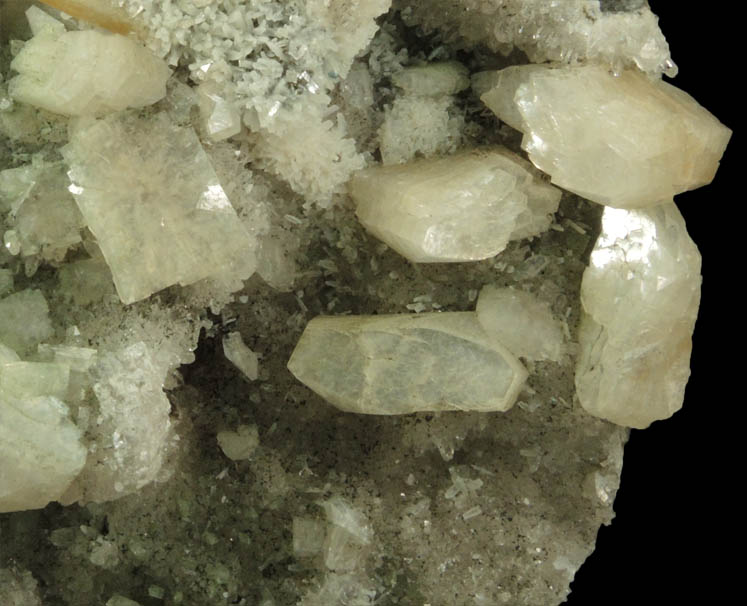 Heulandite and Natrolite on Quartz from Upper New Street Quarry, Paterson, Passaic County, New Jersey