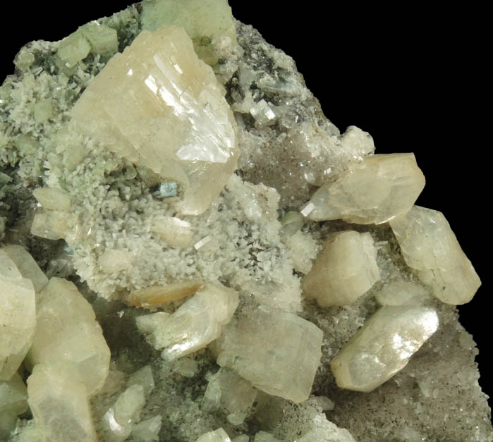 Heulandite and Natrolite on Quartz from Upper New Street Quarry, Paterson, Passaic County, New Jersey