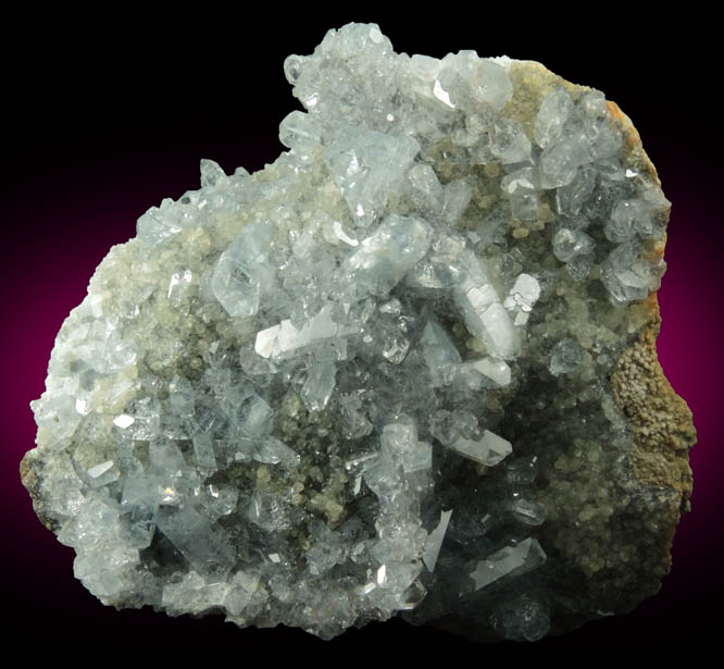 Celestine on Calcite from Route 13 road cut, Chittenengo Falls, Madison County, New York