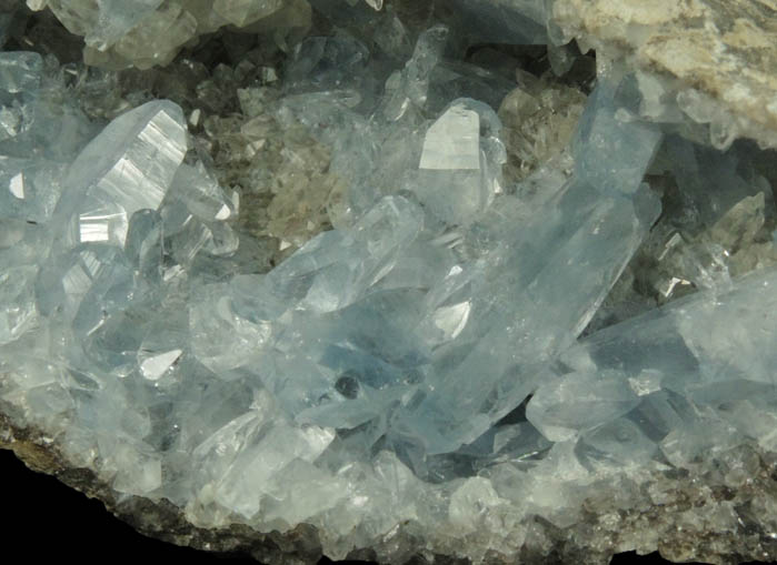 Celestine on Calcite from Route 13 road cut, Chittenengo Falls, Madison County, New York