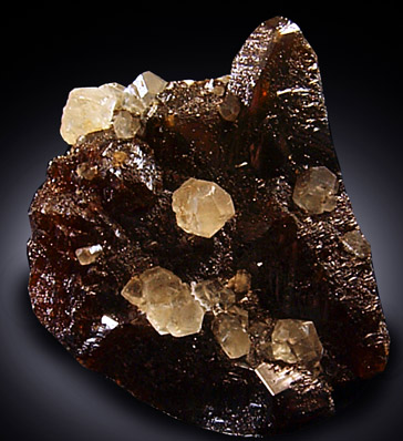 Sphalerite var. Ruby Jack, with Calcite from Mid-Continent Mine, Picher, Oklahoma