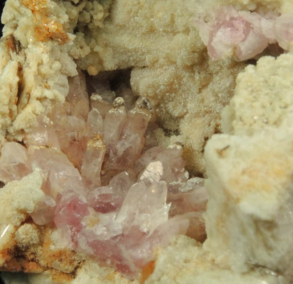 Quartz var. Rose Quartz Crystals from Rose Quartz Locality, Plumbago Mountain, Newry, Oxford County, Maine