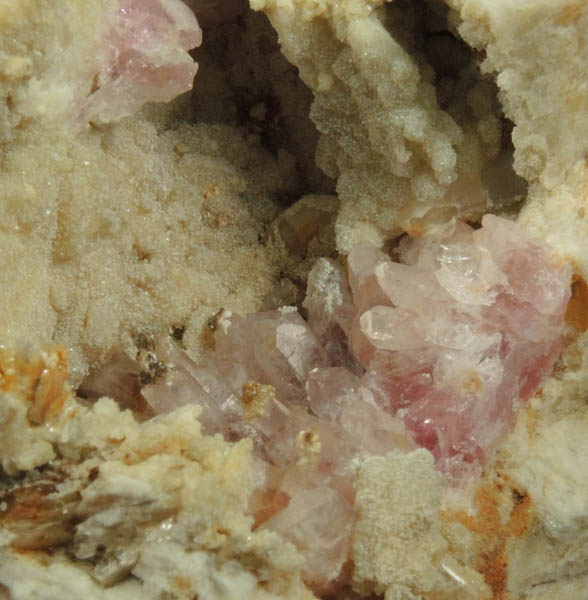 Quartz var. Rose Quartz Crystals from Rose Quartz Locality, Plumbago Mountain, Newry, Oxford County, Maine