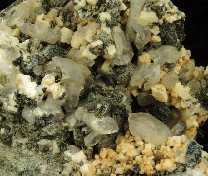 Quartz and Microcline with unknown from Elephant Mountain pegmatite prospect, 14km ENE of Greenville, Piscataquis County, Maine
