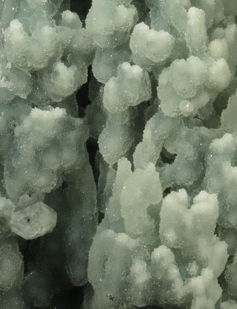 Apophyllite on stalactitic Quartz from Jalgaon, Maharashtra, India