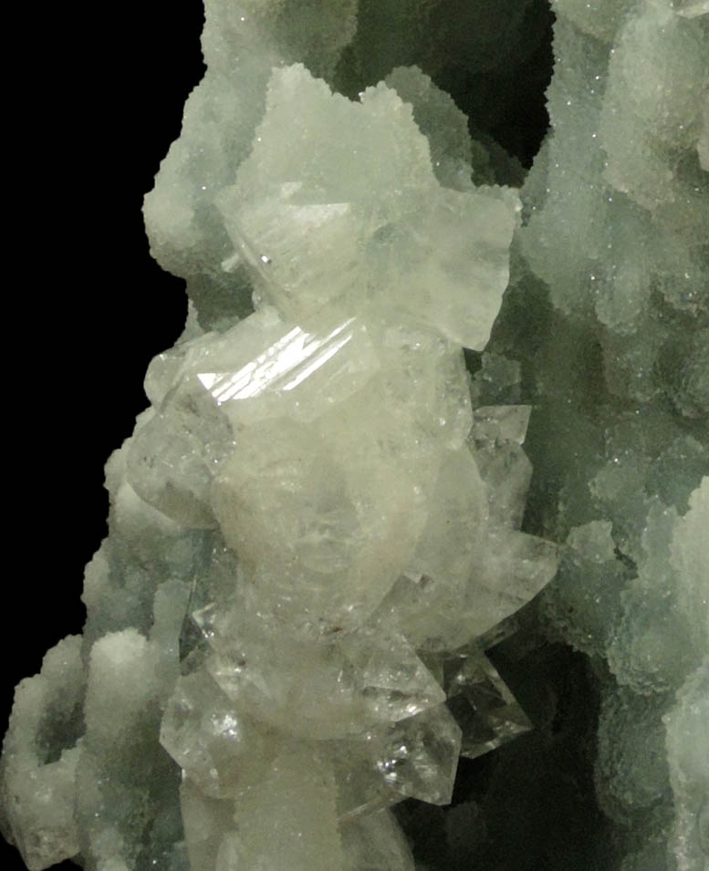 Apophyllite on stalactitic Quartz from Jalgaon, Maharashtra, India