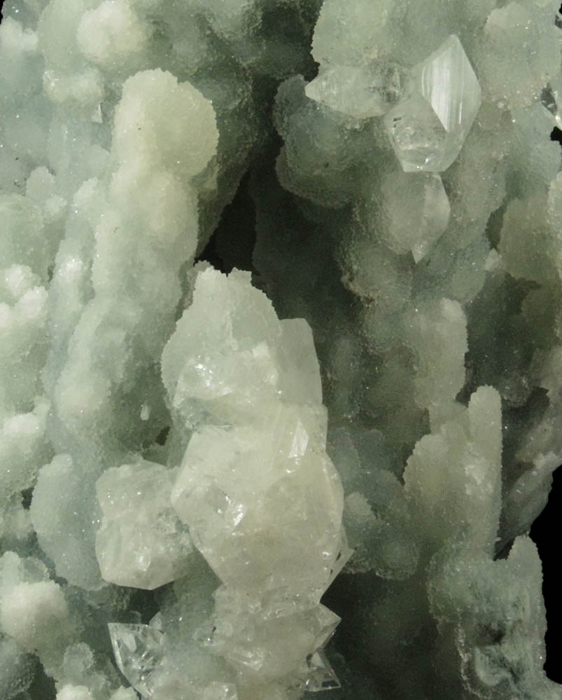 Apophyllite on stalactitic Quartz from Jalgaon, Maharashtra, India