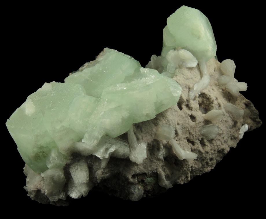 Apophyllite with Stilbite from Jewel Tunnel, (railway tunnel on Bohr Ghat), Maharashtra, India