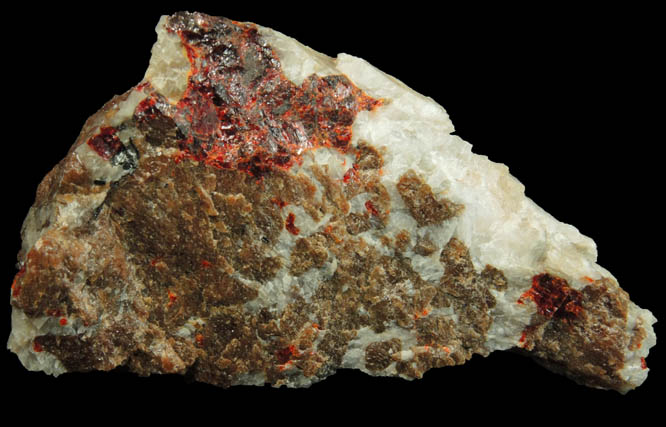 Zincite, Willemite, Franklinite, Calcite from Sterling Mine, Ogdensburg, Sterling Hill, Sussex County, New Jersey (Type Locality for Franklinite and Zincite)