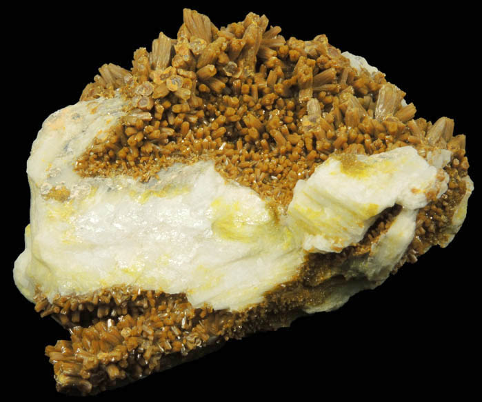 Pyromorphite on Barite from Mine des Farges, Ussel, Corrze, France