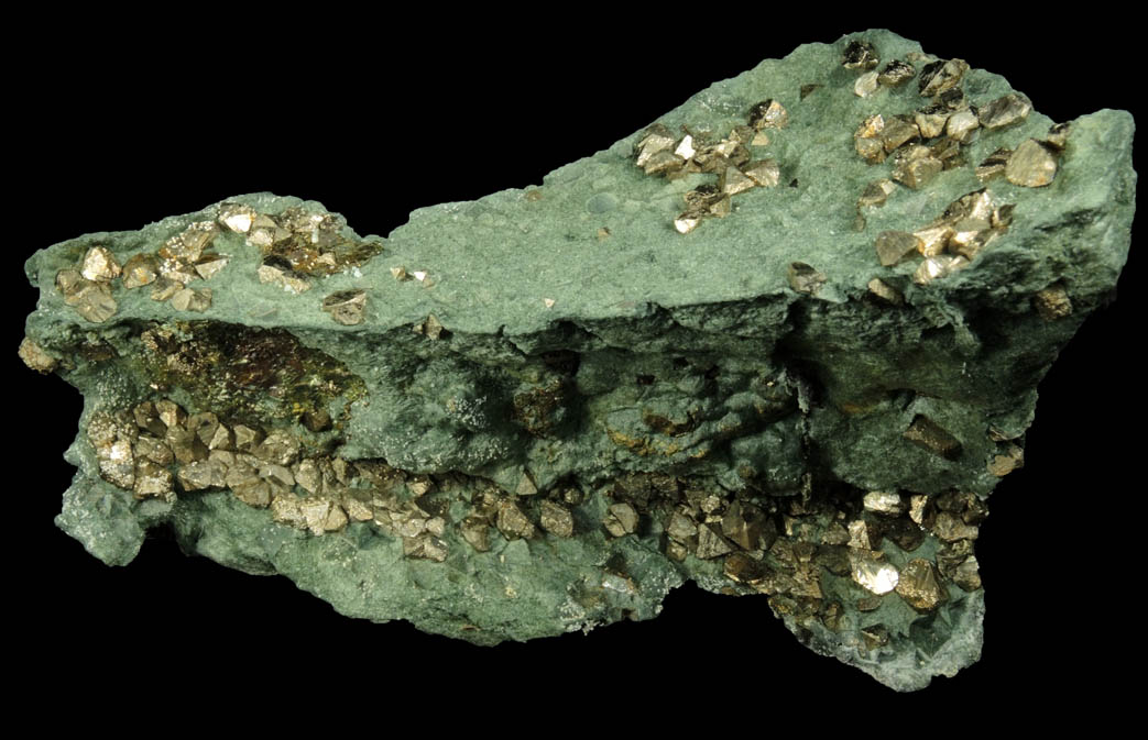 Pyrite on Actinolite var. Byssolite from French Creek Iron Mines, St. Peters, Chester County, Pennsylvania