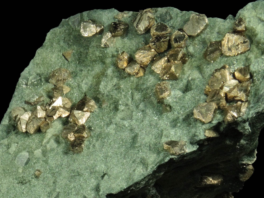 Pyrite on Actinolite var. Byssolite from French Creek Iron Mines, St. Peters, Chester County, Pennsylvania