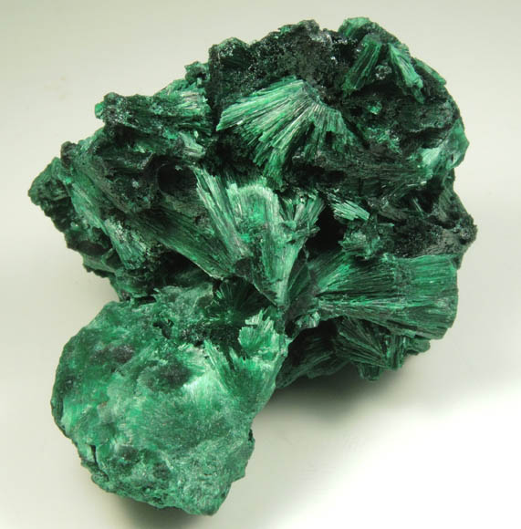 Malachite (fibrous) from Kolwezi Mining District, 240 km WNW of  Lubumbashi, Katanga Copperbelt, Lualaba Province, Democratic Republic of the Congo
