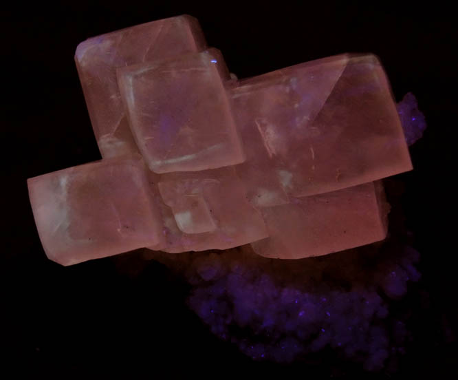 Photo below under shortwave ultraviolet illumination of Calcite with Pyrrhotite from Dalnegorsk, Primorskiy Kray, Russia Calcite with Pyrrhotite from Dalnegorsk, Primorskiy Kray, Russia